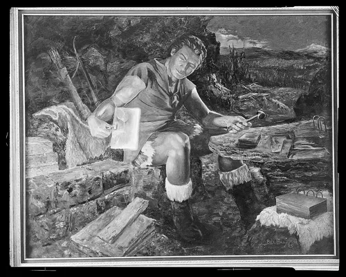 Nephi fashioning the plates