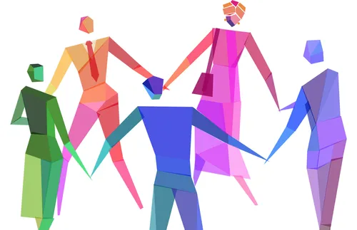 geometrial people holding hands