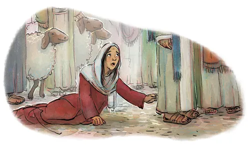 woman touching Jesus’s robe