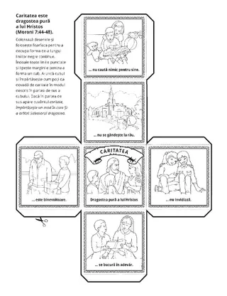 Pagină cu activități: Caritatea este dragostea pură a lui Hristos
