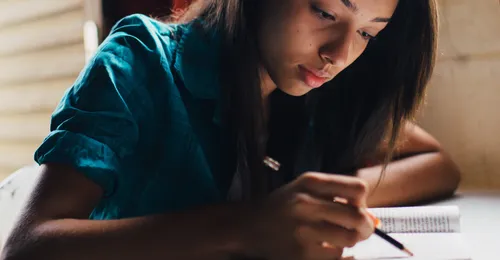 young woman studying