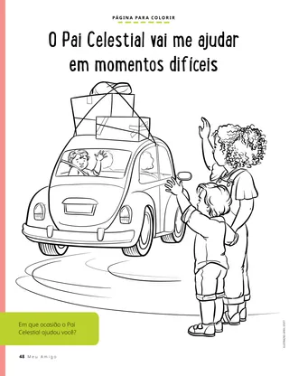 coloring page of boy waving while friend drives away