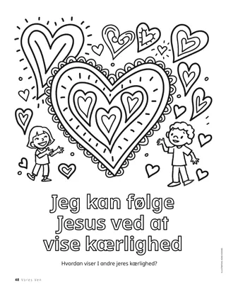 Farvelægningsside af børn og store hjerter