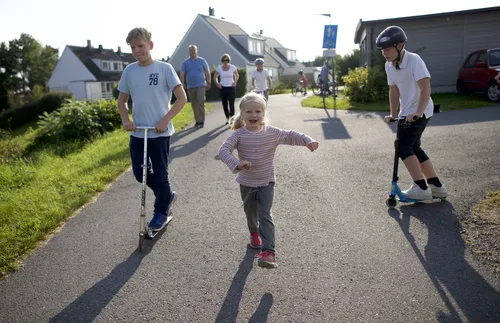 walking and riding scooters