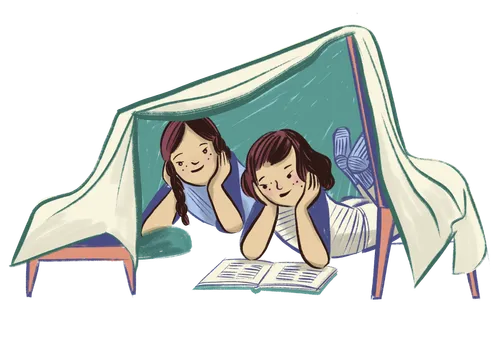 Kids in a blanket fort