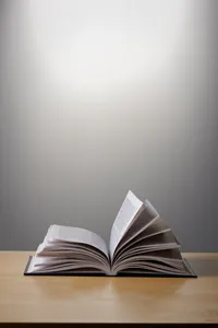 The Book of Mormon sits open on a kitchen table