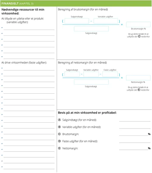 Personlig virksomhedsplanlægger: Økonomidel