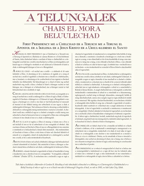 “Ngar el Kristo” me a chais el kirel a telungalek