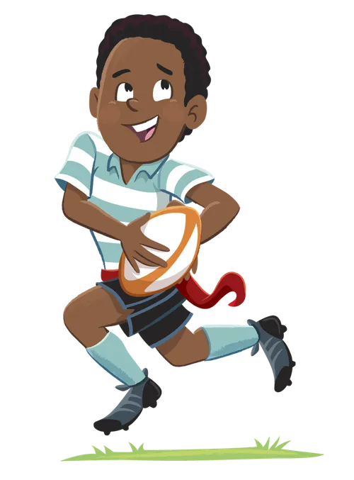 boy running with rugby ball