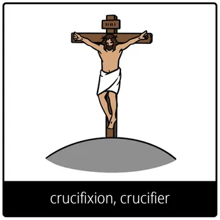 Pictogramme de l’Évangile pour « Crucifixion, crucifier »