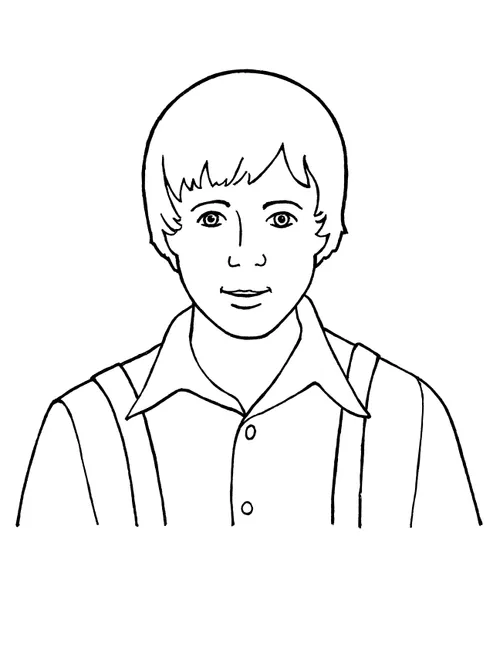 A black-and-white illustration of Joseph Smith as a young boy.