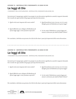 Approfondimento – Le leggi di Dio