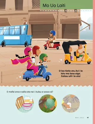 family riding to church in India