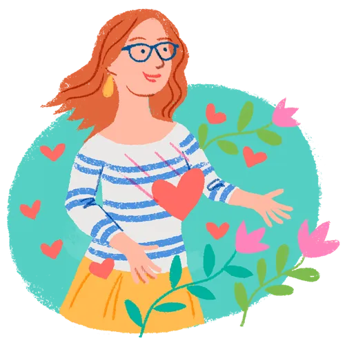 young woman with flowers