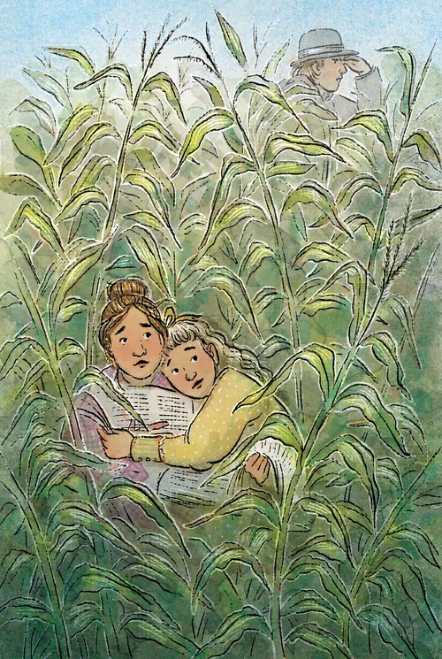 девојчице се крију у кукурузном пољу