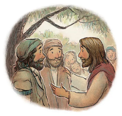 Jesus talking to disciples