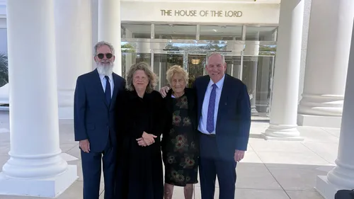Elderly sister outside of the temple.