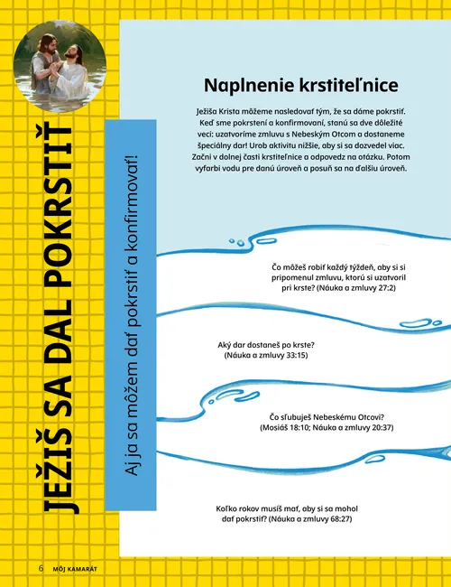 PDF strana s maľovankou dievčaťa, ktoré sa dáva pokrstiť