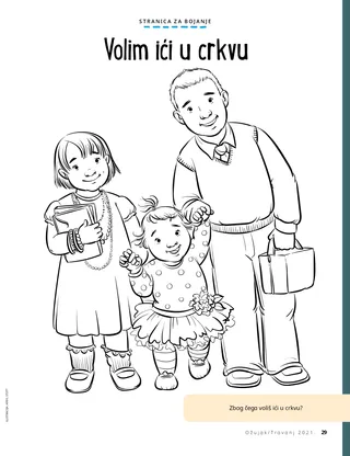 coloring page of children walking to church