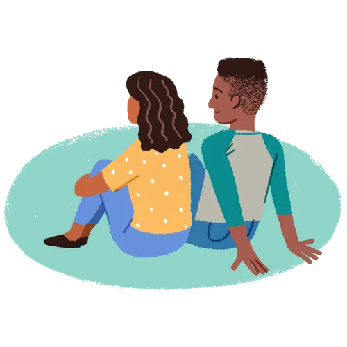 young woman and young man sitting