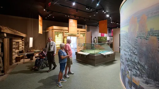 Visitors enjoy the exhibits at the Mormon Trail Center at Winter Quarters in Omaha, Nebraska on September 26, 2024. The center is across the Missouri river from Council Bluffs, Iowa where the Kanesville Memorial Historic Site was dedicated by Church Historian and Recorder Elder Kyle S. McKay on Saturday, September 28, 2024.