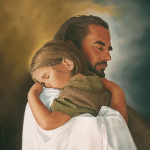 the Savior holding a little girl