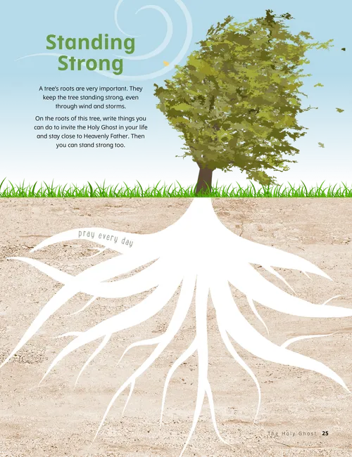 Activity PDF with an image of a tree bending in the wind with roots extending beneath the ground to root it in place