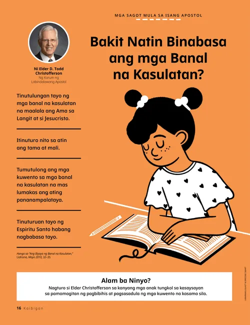 Batang babaeng nagbabasa ng mga banal na kasulatan