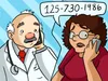 illustration of woman giving her phone number to doctor over the phone
