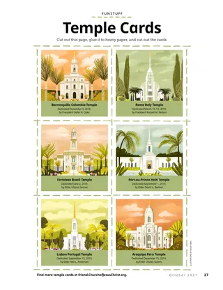 cut-out cards of temples