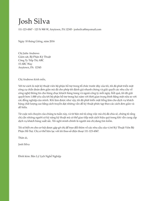 thư xin việc đã được cải thiện