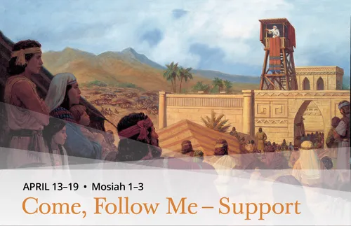 King Benjamin speaking from a tower