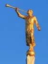Angel Moroni statue atop the Dallas Texas Temple