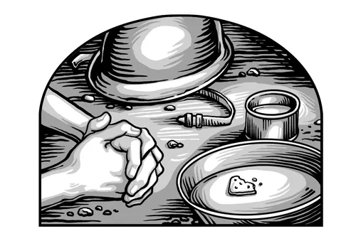 hands of soldier who is blessing the sacrament for himself