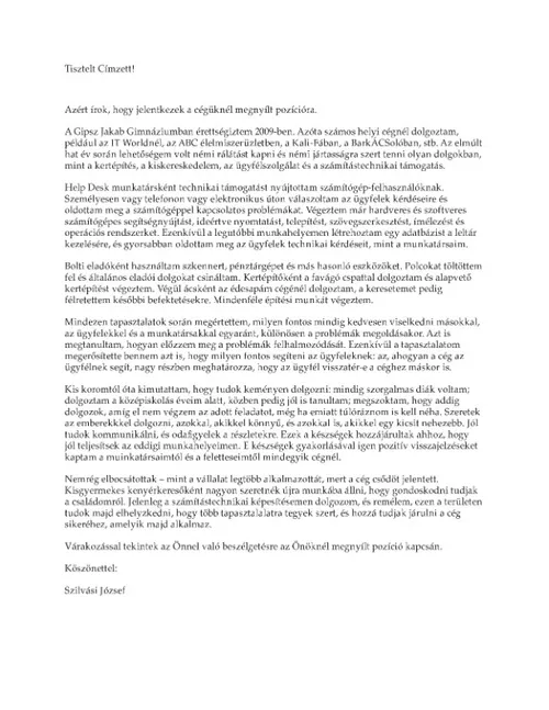 régi motivációs levél