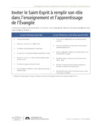 Feuilles à distribuer, Inviter le Saint-Esprit à remplir son rôle dans l’enseignement et l’apprentissage de l’Évangile