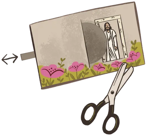 Paper craft of Jesus standing in the tomb