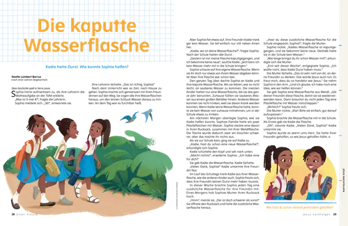 PDF/Ausmalbild: Kinder tun Verschiedenes, wodurch sie auf dem Weg des Evangeliums vorangehen