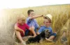 children in wheat field