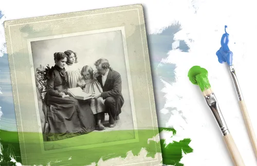 family and paint brushes