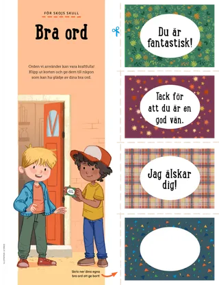 Aktivitetssida med vänliga meddelandekort