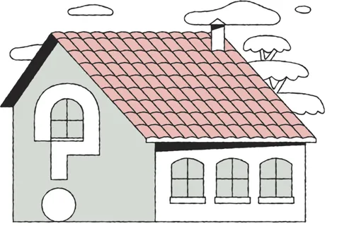 house with question mark on side