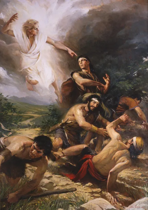 angel with Alma and the sons of Mosiah