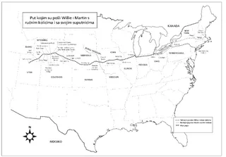 zemljopisna karta, ruta putovanja s ručnim kolicima