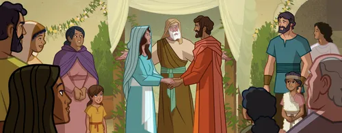 Mary and Joseph getting married.