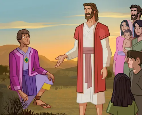 Jesus reminds the young man about the commandments.