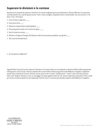 Scheda: Superare le divisioni e le contese