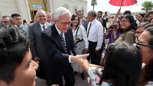 Elder Gong at the Puebla Mexico Temple dedication.