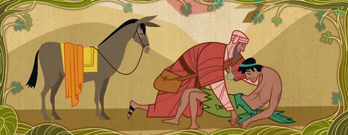 A Samaritan notices the Jewish man.