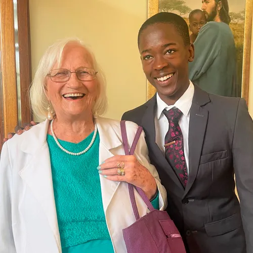 older woman and young man